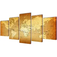 vidaXL Set de toiles murales imprimées "Carte du monde" 200 x 100 cm