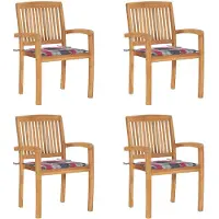 vidaXL Chaises de jardin empilables avec coussins 4 pcs. Bois massif teck