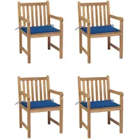 vidaXL Chaises de jardin 4 pcs. avec coussins bleu roi teck massif