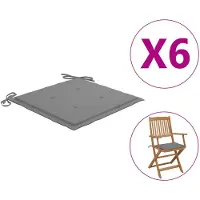 vidaXL Coussins de chaise jardin lot de 6 gris 40x40x4 cm tissu oxford