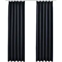 vidaXL Rideaux occultants avec crochets 2 pcs Anthracite 140x175 cm