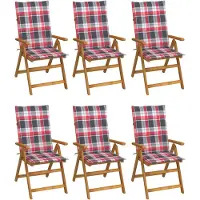 vidaXL Chaises de jardin pliantes 6 pcs. avec coussins en bois massif d'acacia