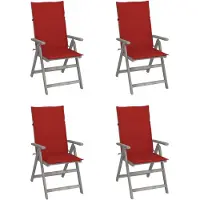 vidaXL Chaise à haut dossier Réglable 4 pièces avec coussins Bois massif Acacia