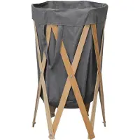 vidaXL Panier à linge pliable Gris Bois et tissu
