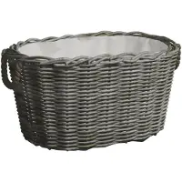 vidaXL Panier à bois avec poignées 59x42x28 cm Gris osier