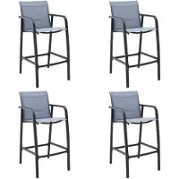 vidaXL Chaises de bar de jardin 4 pcs. Gris Textilène