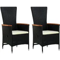 vidaXL Chaises de jardin 2 pcs. avec coussins Poly rotin noir