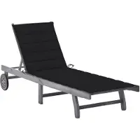 vidaXL Chaise longue avec support Gris acacia bois massif