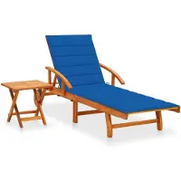 vidaXL Bain de soleil avec table et support en bois massif d'acacia