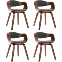 vidaXL Chaises de salle à manger 4 pcs. Bois courbé et tissu Gris