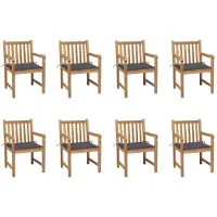 vidaXL Chaises de jardin 8 pcs avec coussins anthracite bois massif teck