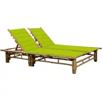 vidaXL Chaise longue double "Jördenstorf" avec revêtement en bambou vert. Dimensions (L/L/H) 200x130x87 cm