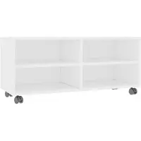 vidaXL Meuble TV avec roulettes Blanc 90x35x35 cm Bois d'ingénierie