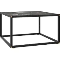 vidaXL Table basse noire avec verre noir imitation marbre 60x60x35