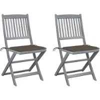 vidaXL Chaises de jardin pliantes 2 pcs. avec coussins en bois massif d'acacia