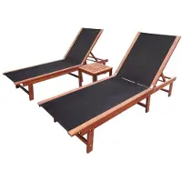 vidaXL Bains de soleil 2 pcs. avec table acacia massif et textilène