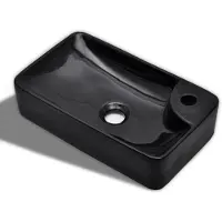 vidaXL lavabo en céramique avec trou pour robinet noir