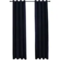 vidaXL Rideaux occultants avec anneaux 2 pcs Velours Noir 140x245 cm