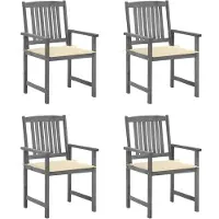vidaXL Chaises de jardin avec coussins 4 pcs. Gris Bois massif Acacia
