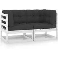 vidaXL Canapé de jardin 2 places avec coussins pin massif blanc