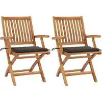 vidaXL Chaises de jardin 2 pcs. avec coussins taupe Teck massif