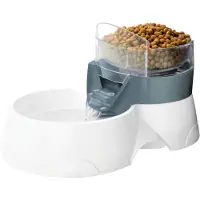 Ebi Mangeoire/Abreuvoir 2 en 1 pour animaux 28x19x17 cm Gris et blanc