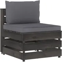 vidaXL Canapé central modulaire avec coussins Gris Bois imprégné