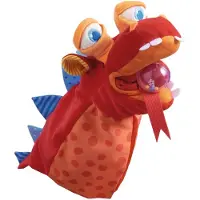 Haba Marionnette ? main Le Dragon mangeur de nourriture - Marionnette ? main avec poche ventrale pour manger de petits objets