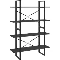 vidaXL Bibliothèque à 4 niveaux gris 100x30x140 cm bois d'ingénierie