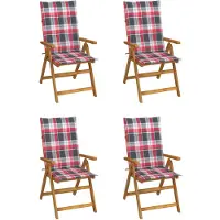 vidaXL Chaise à haut dossier Réglable 4 pièces avec coussins Bois massif Acacia