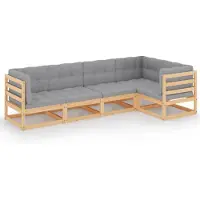 vidaXL Salon de jardin 5 pcs avec coussins Bois de pin massif