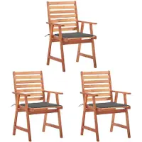 vidaXL Chaises de jardin 3 pièces avec coussins en bois massif d'acacia
