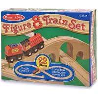 Melissa & Doug Ensemble De Train En Bois. Voies Ferrées En Forme De 8