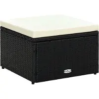 vidaXL Tabouret / repose-pied Résine tressée 53 x 53 x 30 cm Noir