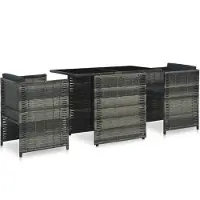 vidaXL Ensemble Bistro 3 pièces avec coussins Poly Rattan Gris