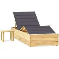 vidaXL Bain de soleil de jardin avec table et support Pin imprégné