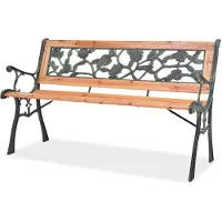 vidaXL Banc de jardin 122 cm bois + fer forgé, dossier en PVC Nouveau