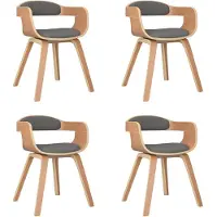 vidaXL Chaises de salle à manger 4 pcs. Gris clair Bois courbé et tissu