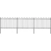 vidaXL Clôture de jardin avec design d'arceau Acier 5,1 x 1,2 m Noir