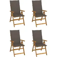 vidaXL Chaise à haut dossier Réglable 4 pièces avec coussins Bois massif Acacia