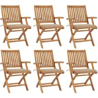 vidaXL Chaises de jardin pliantes avec coussins 6 pcs. Bois massif teck