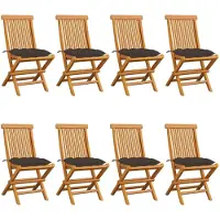 vidaXL Chaises de jardin avec coussins Taupe 8 pcs. Bois massif teck