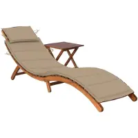 vidaXL Bain de soleil avec table et support en bois massif d'acacia