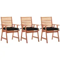 vidaXL Chaises de jardin 3 pièces avec coussins en bois massif d'acacia