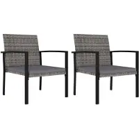 vidaXL Chaises de jardin 2 pcs. Poly rotin gris