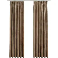 vidaXL Rideaux occultants avec crochets 2 pcs Velours Beige 140x245 cm