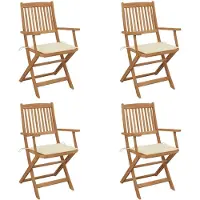 vidaXL Chaises de jardin pliantes 4 pièces avec coussins en bois massif d'acacia