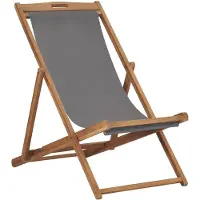 vidaXL Chaise de plage pliante en teck massif gris