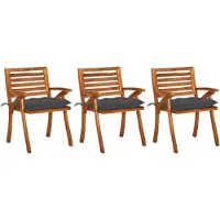 vidaXL Chaises de jardin avec coussins 3 pcs. Bois massif acacia