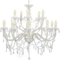 vidaXL Lustre 2 couches Blanc 15 ampoules E14